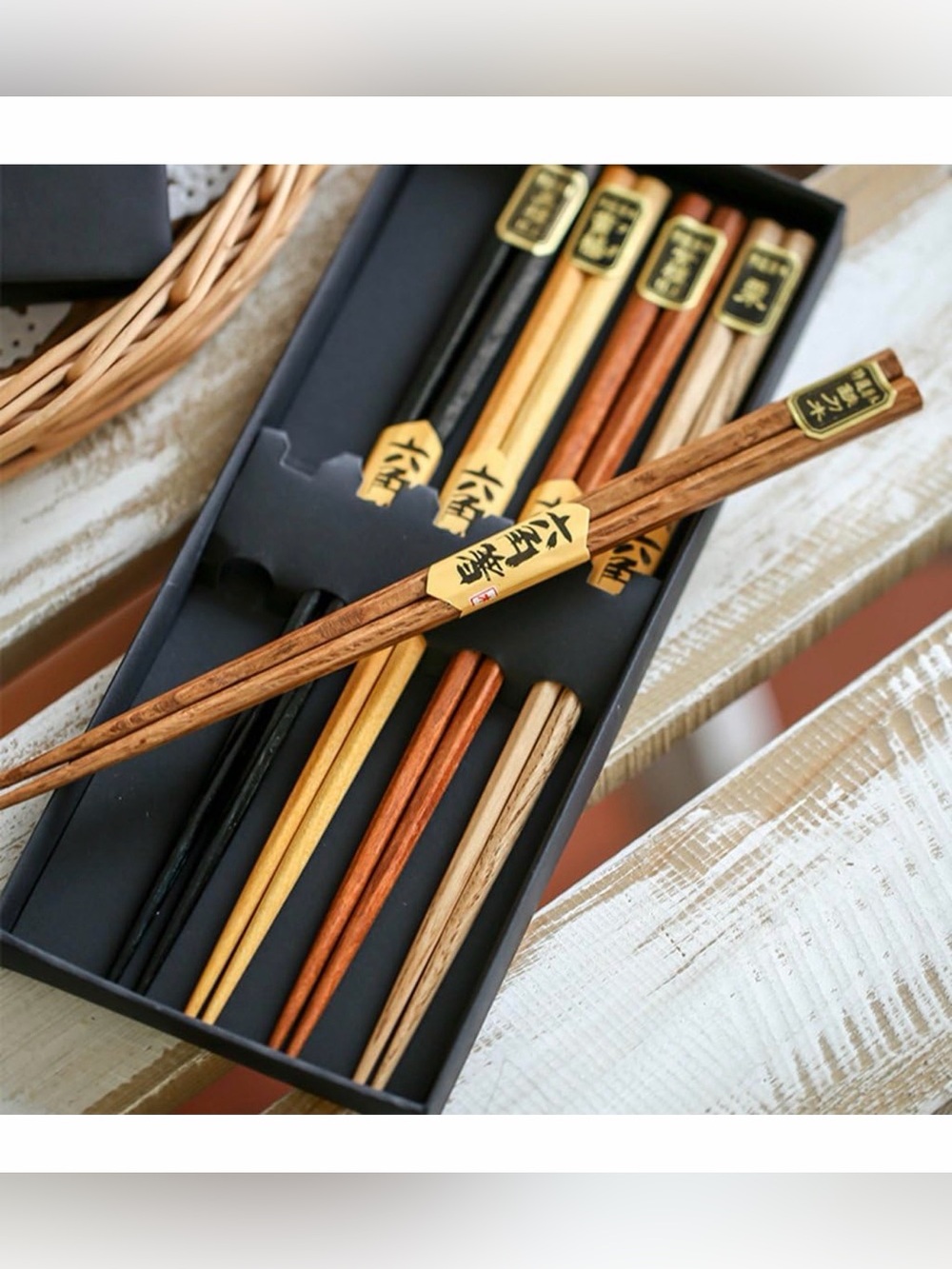 5 Pairs Japanese Natural Wood Reusable Chop Sticks Chopstick